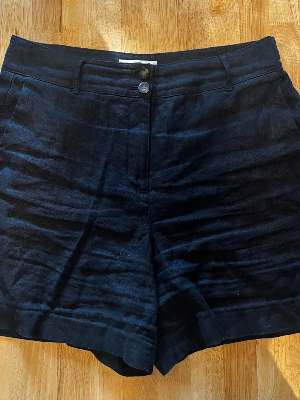 Boden Black Linen-Blend Women's Shorts